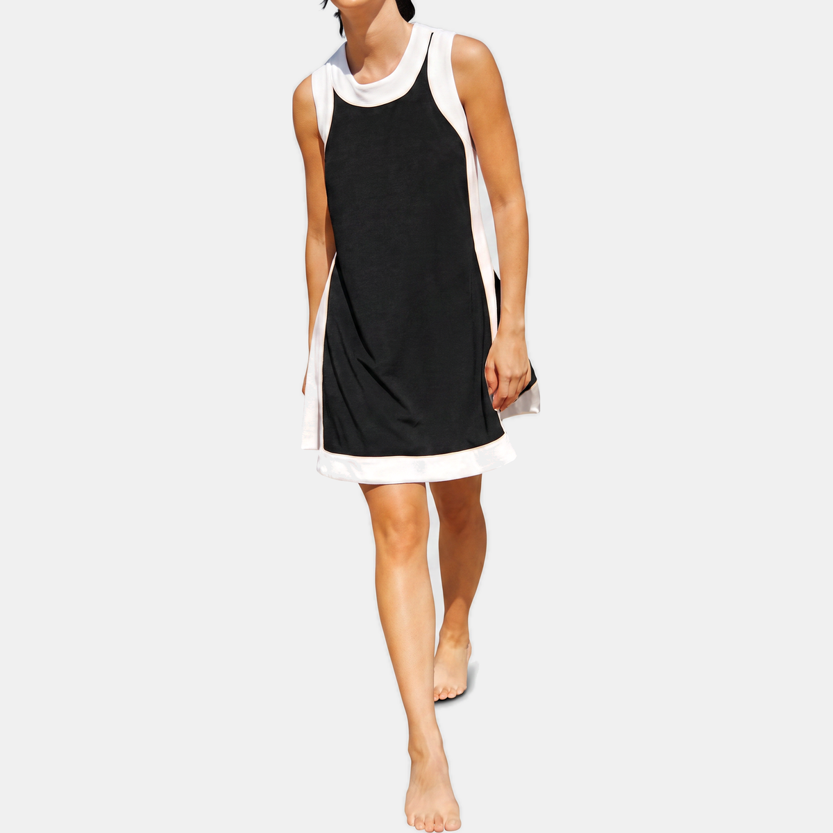 Women's Colour Block Sleeveless Mini Dress with Side Pockets