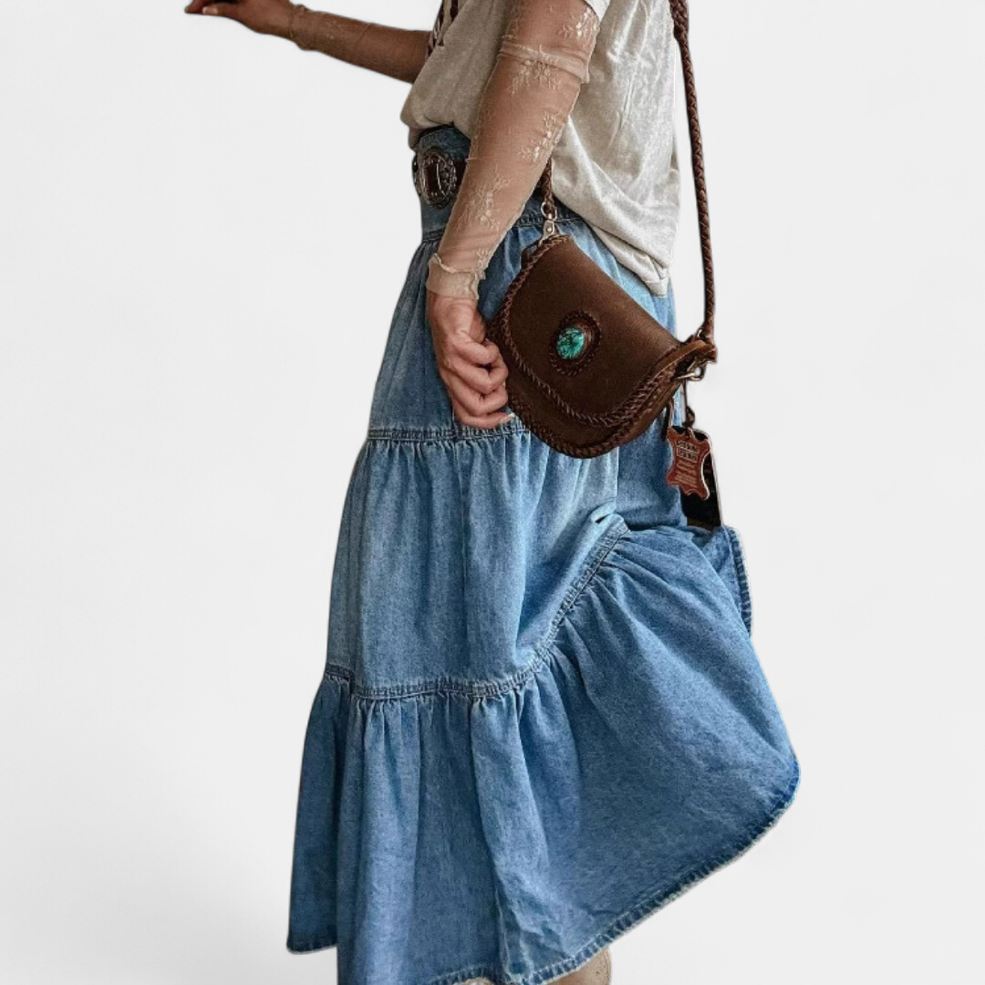 SERAPHINA™ – Boho Tiered Denim Skirt