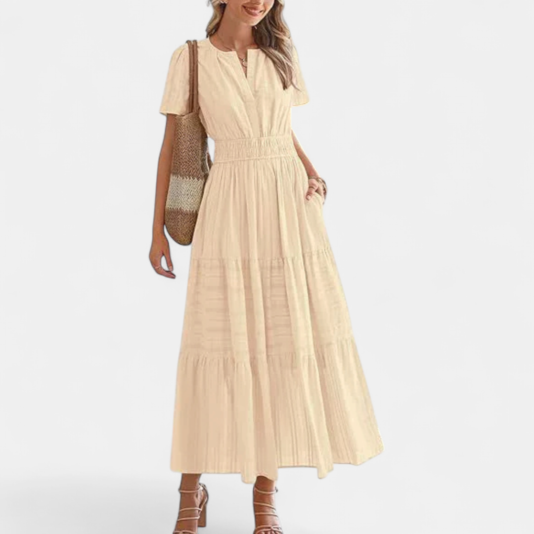 CECILY™ – Flirty Bubble Sleeve Swing Dress