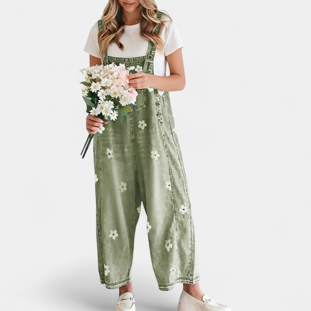 MEADOW™ – Floral Print Wide-Leg Denim Overalls