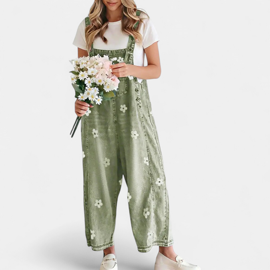 MEADOW™ – Floral Print Wide-Leg Denim Overalls