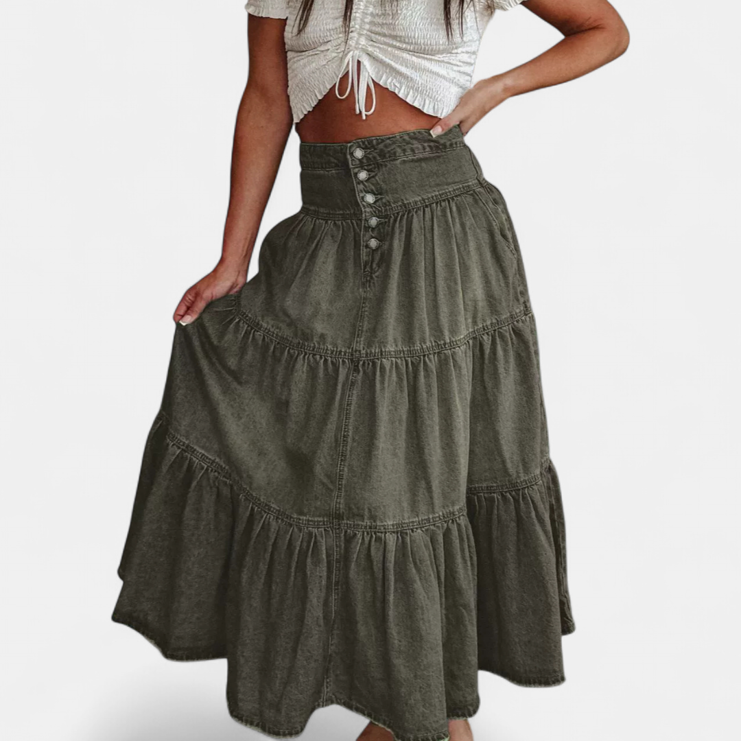 SERAPHINA™ – Boho Tiered Denim Skirt