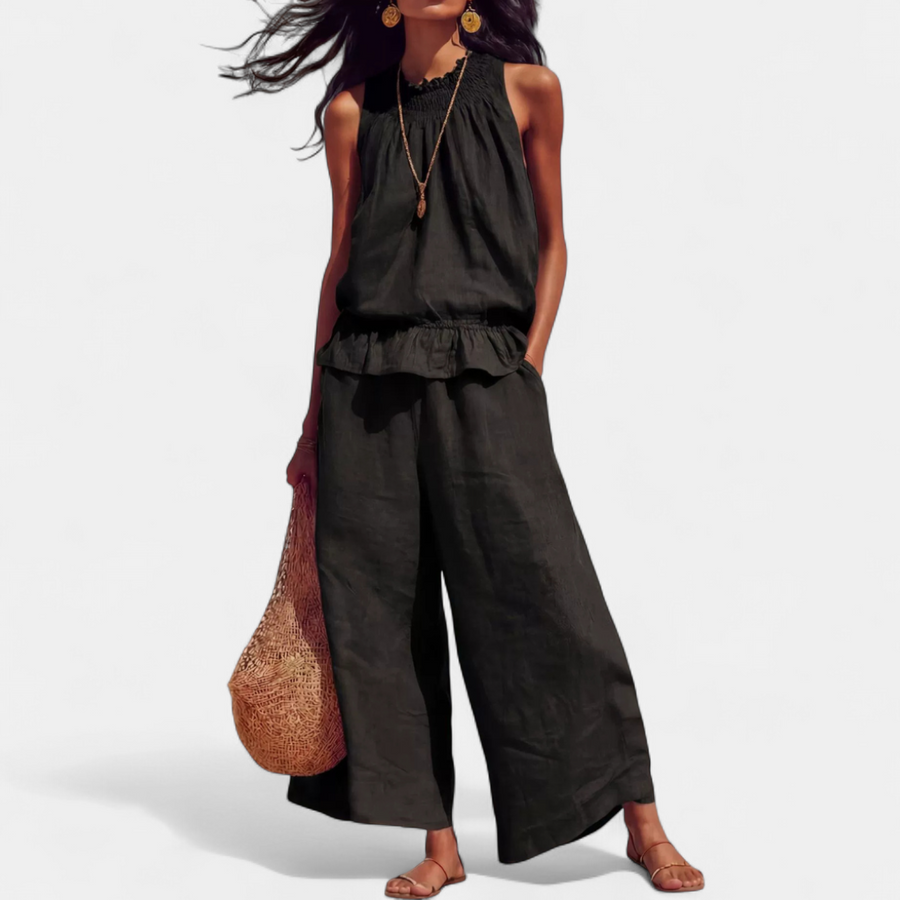 HARLOW™ – Breezy Linen Ruffle Wide-Leg Set