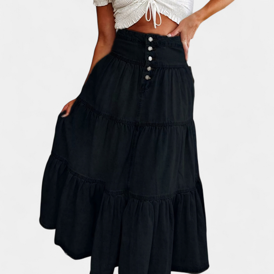 SERAPHINA™ – Boho Tiered Denim Skirt