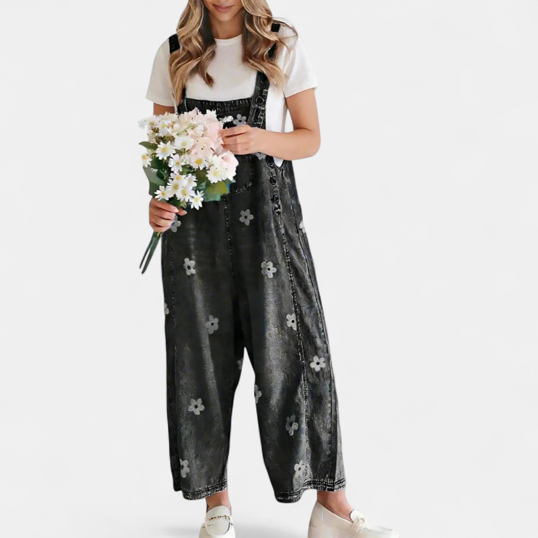 MEADOW™ – Floral Print Wide-Leg Denim Overalls