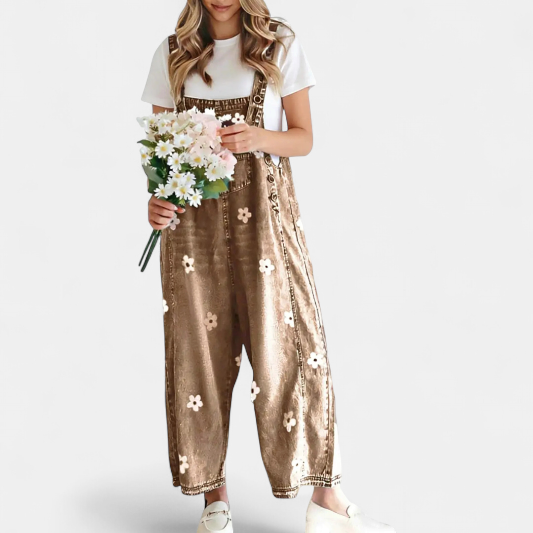 MEADOW™ – Floral Print Wide-Leg Denim Overalls