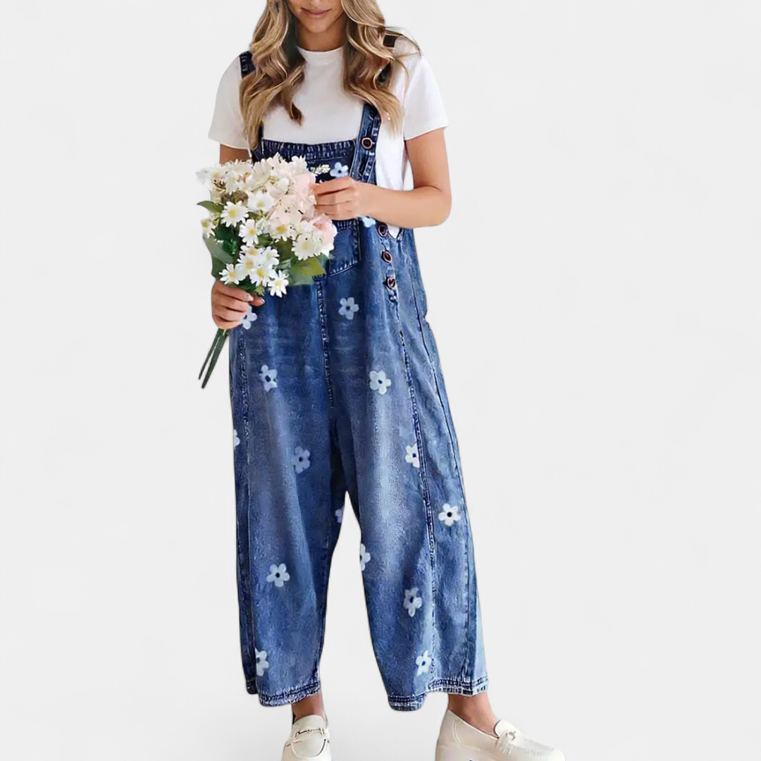 MEADOW™ – Floral Print Wide-Leg Denim Overalls