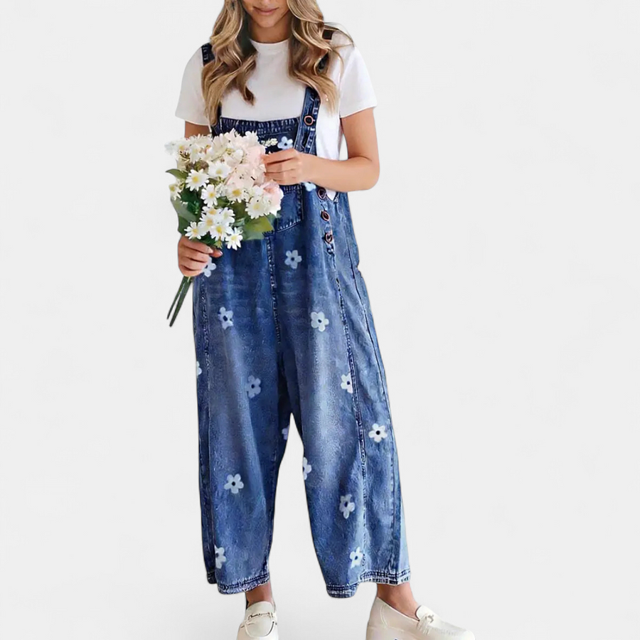 MEADOW™ – Floral Print Wide-Leg Denim Overalls