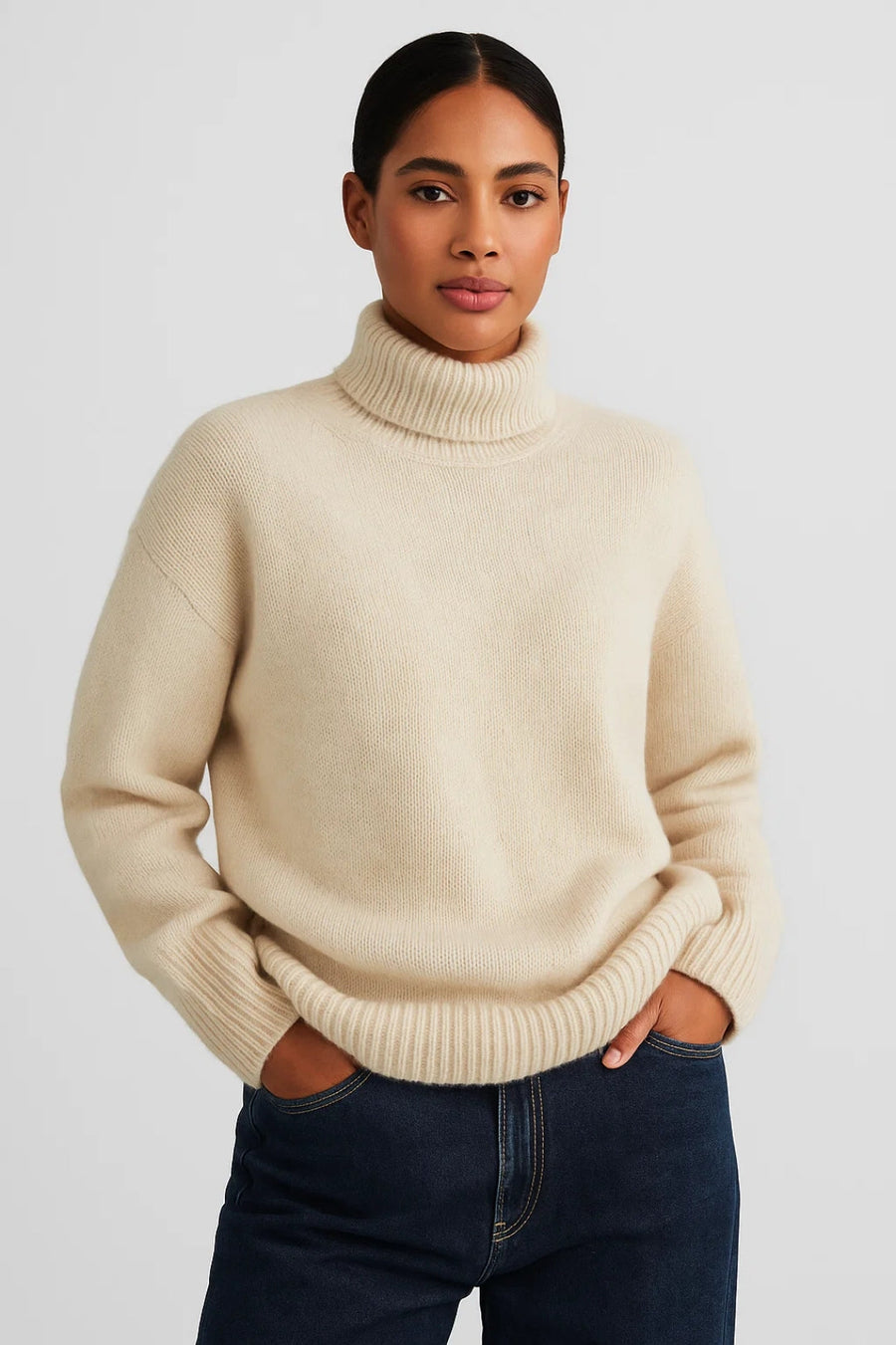 Women’s Loose Fit Turtleneck Knit Sweater