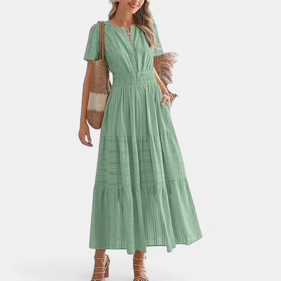 CECILY™ – Flirty Bubble Sleeve Swing Dress