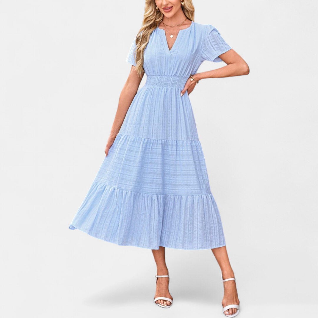 CECILY™ – Flirty Bubble Sleeve Swing Dress
