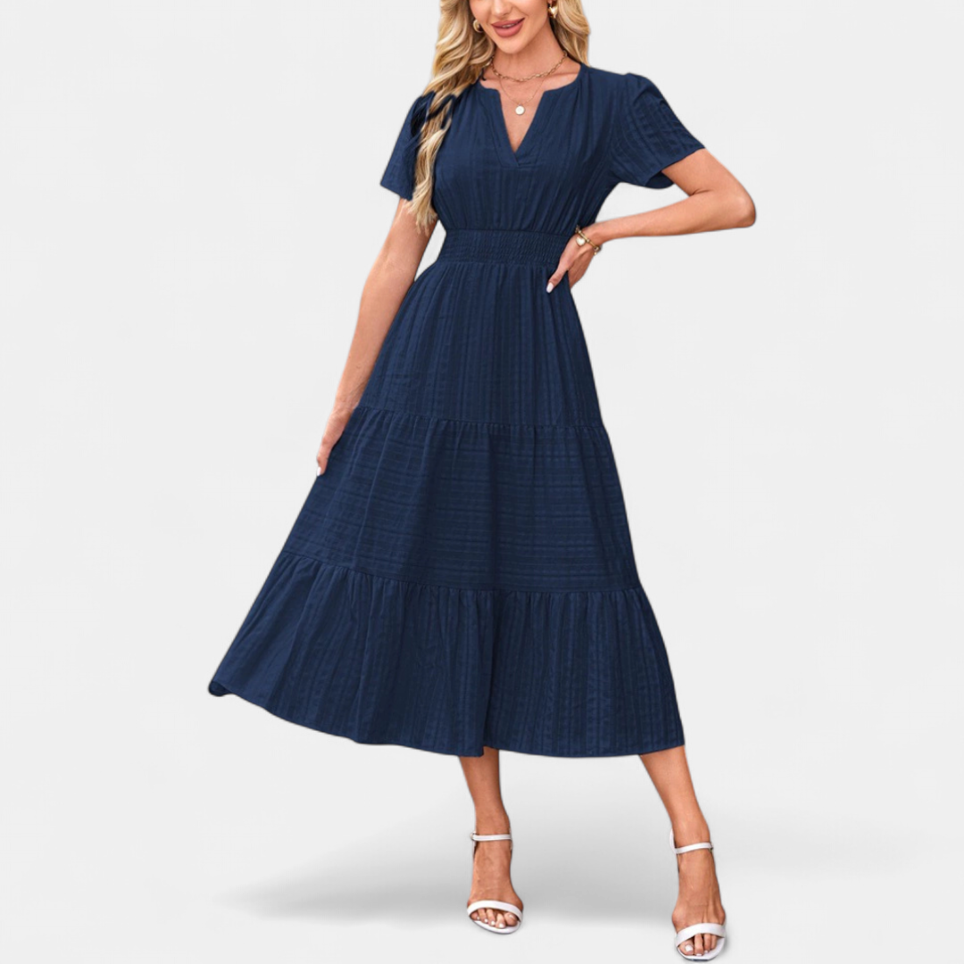 CECILY™ – Flirty Bubble Sleeve Swing Dress