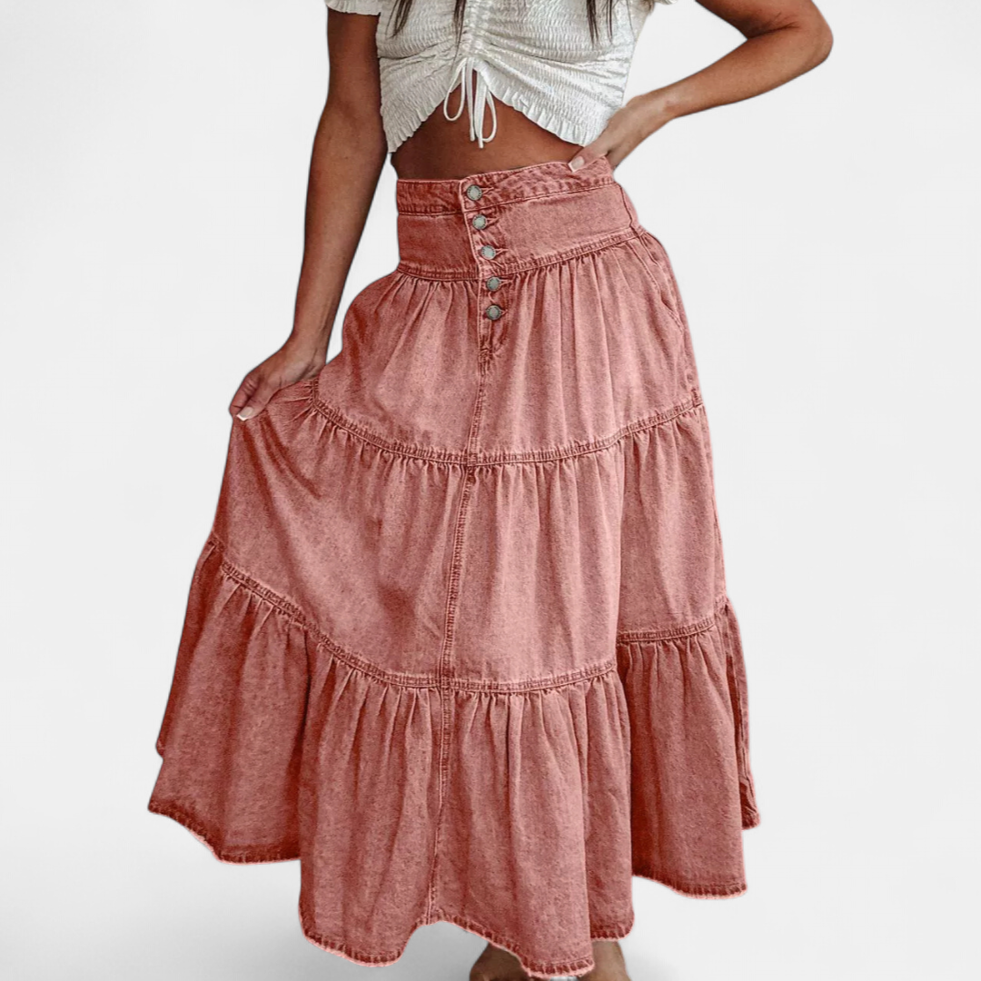 SERAPHINA™ – Boho Tiered Denim Skirt