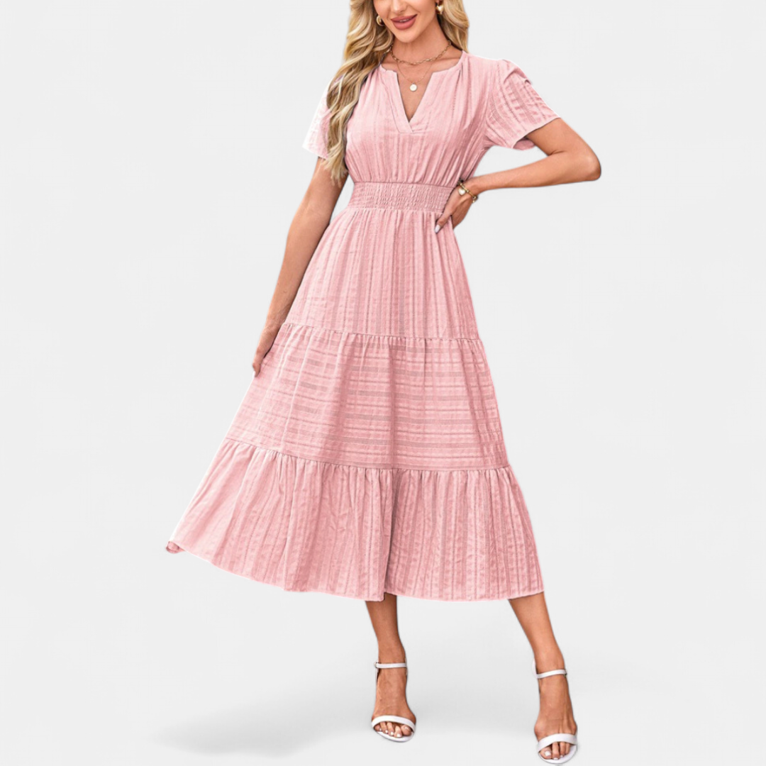 CECILY™ – Flirty Bubble Sleeve Swing Dress