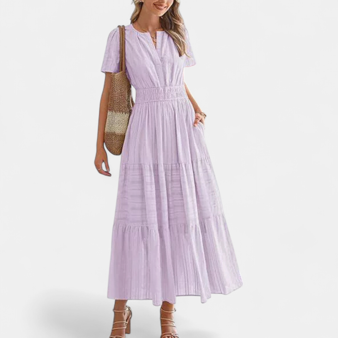 CECILY™ – Flirty Bubble Sleeve Swing Dress