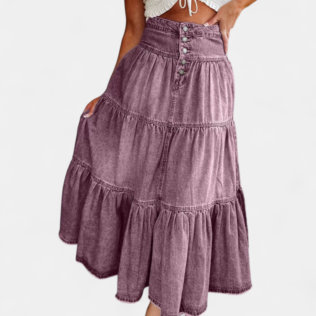 SERAPHINA™ – Boho Tiered Denim Skirt