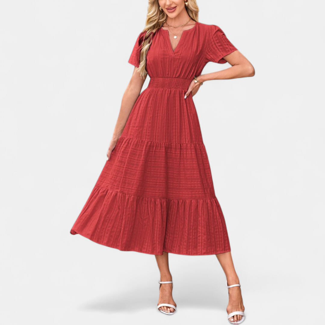 CECILY™ – Flirty Bubble Sleeve Swing Dress