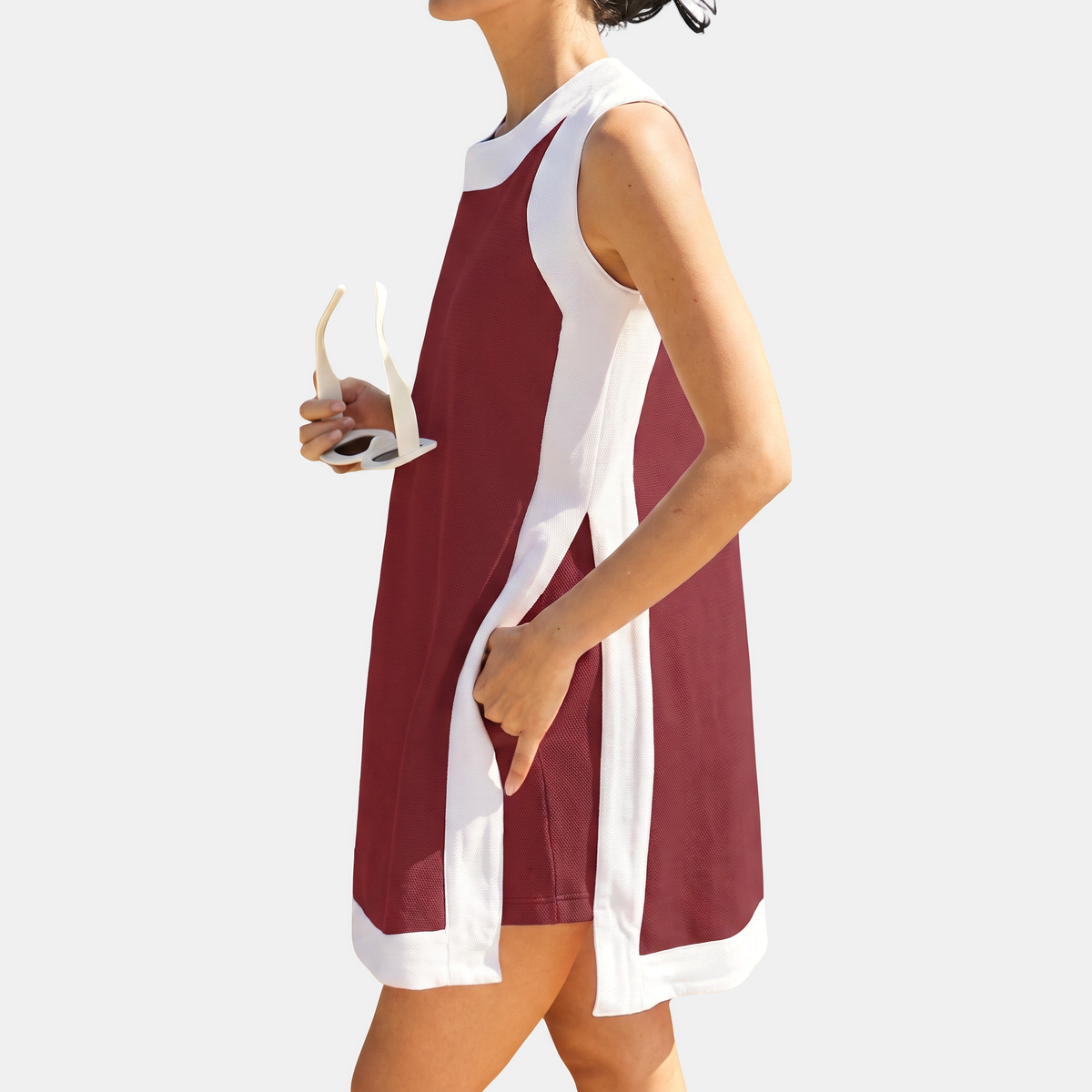 Women's Colour Block Sleeveless Mini Dress with Side Pockets