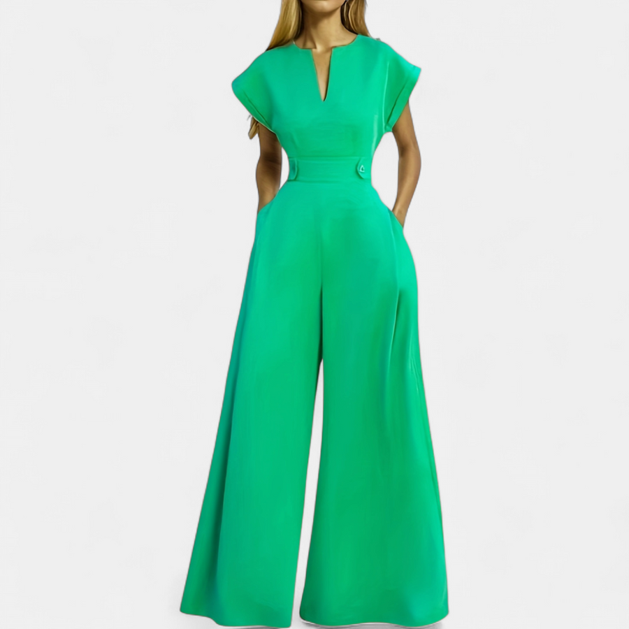 LENNORA | Chic Cap Sleeve Wide Leg Jumpsuit
