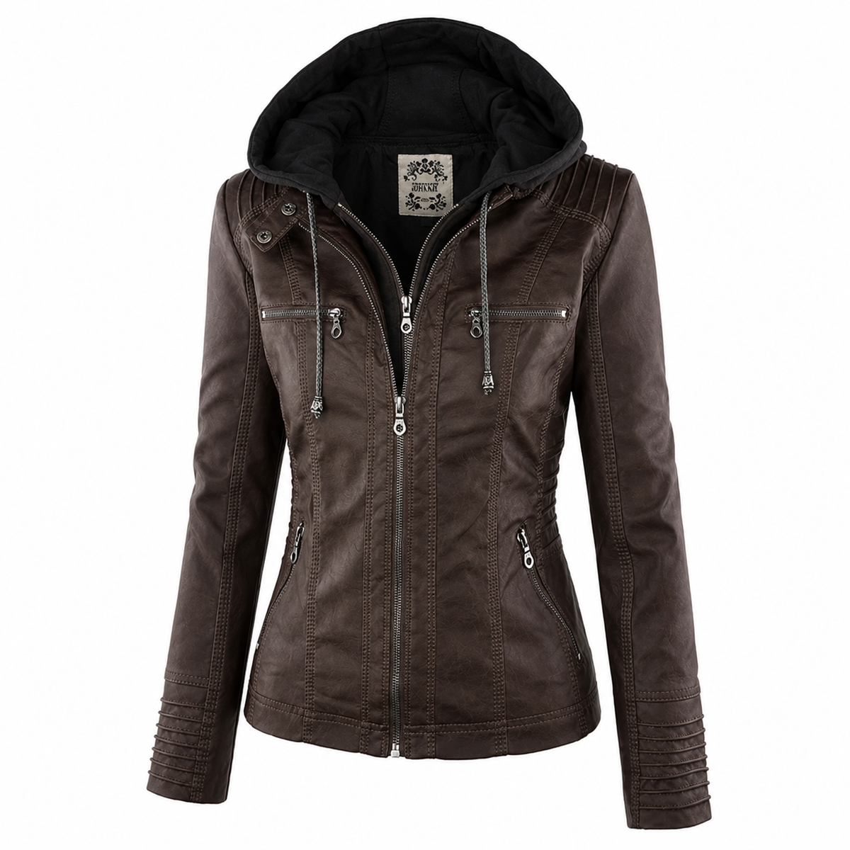Women’s Hooded Biker Zip Up Jacket
