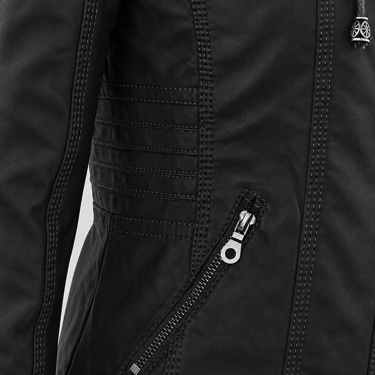 Women’s Hooded Biker Zip Up Jacket