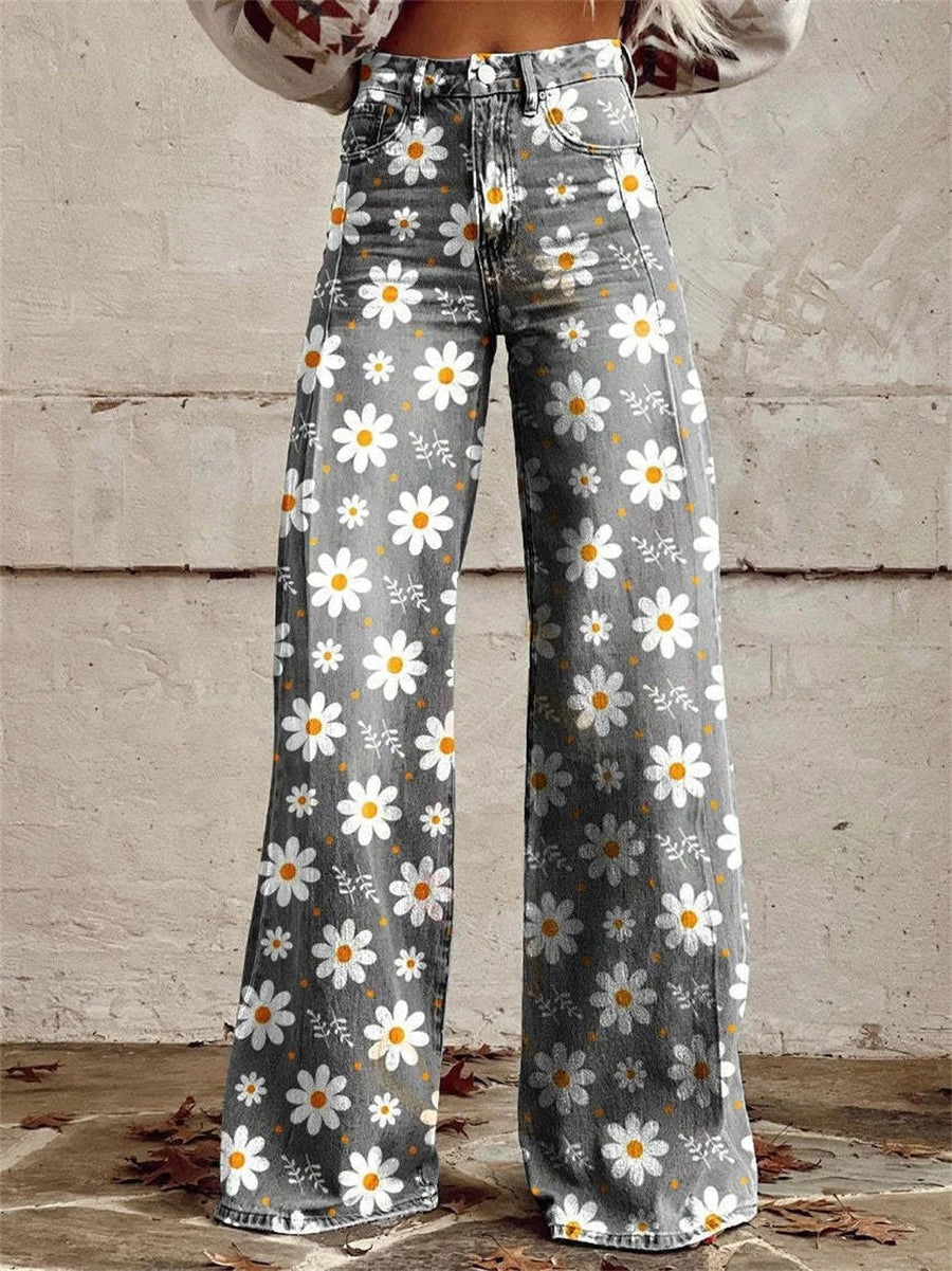 Charlotte™ | Comfortable Colourful Floral Print Wide Leg Pants